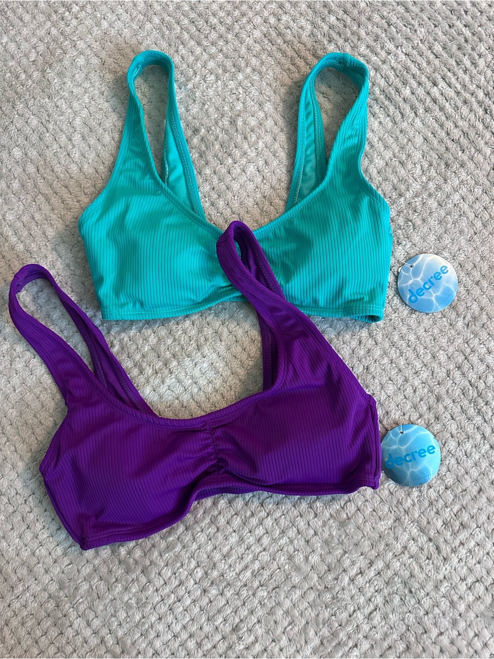 2 Decree Neon Textured Bralette Bikini Swim Tops NWT Size XS Juniors